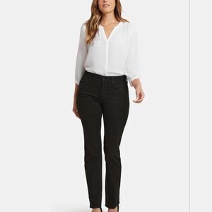 NYDJ Marilyn Jeans Womens 12 Black Straight Lift Tuck Tech Lightweight  Soft NWT